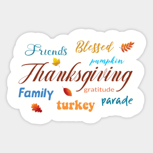 Fun Thanksgiving Word Cloud Sticker